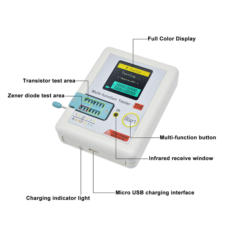 [Australia - AusPower] - Aideepen High Precision Transistor Tester T7 TC-T7-H Multifunctional Graphic 128 TFT LCD Display Diode Triode Capacitance LCR ESR Meter LCR-T7 H 