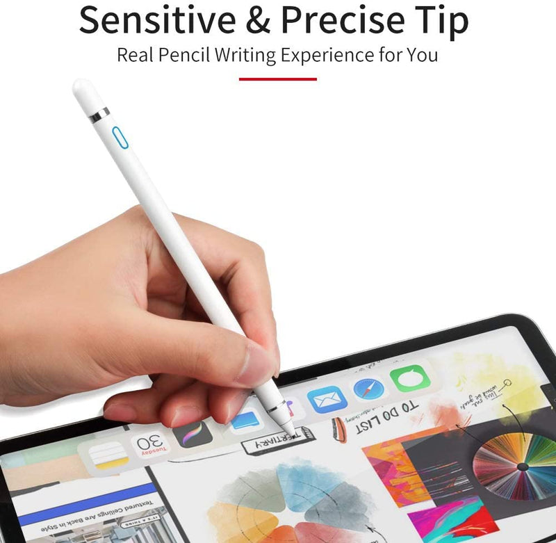 [Australia - AusPower] - Active Stylus Pens for Touch Screens,Stylus Pen Compatible with Apple iPad, Capacitive Pencil for Kid Student Drawing, Writing,High Sensitivity,for Touch Screen Devices Tablet,Smartphone (White) White 