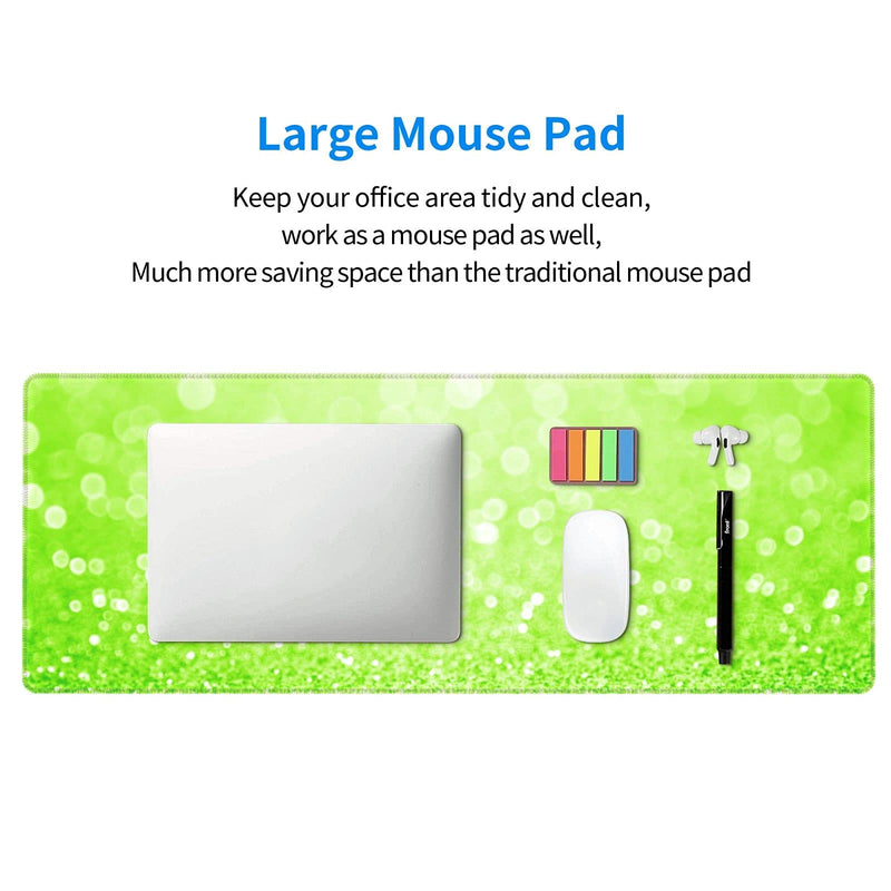 [Australia - AusPower] - Lime Green Glitter Gaming Mouse Pad Large XL Long Extended Pads Desk Mat Big Mousepad for Home Office Decor Accessories Lime Green Glitter 