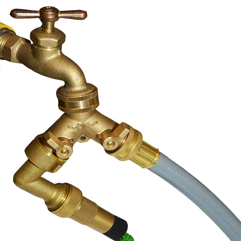 [Australia - AusPower] - Garden Hose Y Valve Connectors Brass Hose Splitter with Solid Brass Handle Brass Y Valve Water Garden Hose Adapter 2 Way Y Valve 3/4" GHT Thread Extra 4 Presure washers (1) 1 