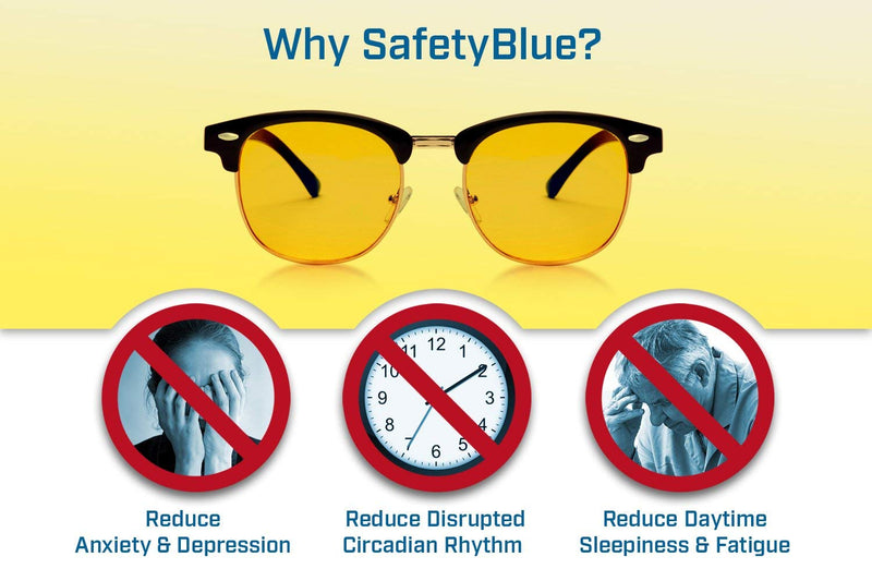 [Australia - AusPower] - SafetyBlue™ Day Glasses 40% Blue Blocking for Men & Women | Reading Glasses | Headache Relief | Non-Prescription Glasses Yellow 