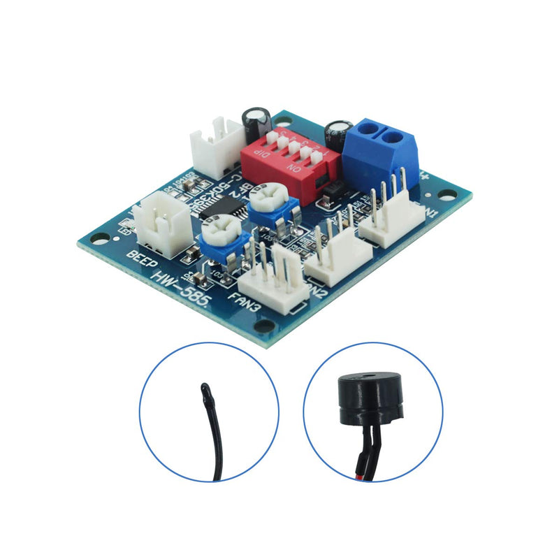 [Australia - AusPower] - DEVMO DC 12V 5A PWM 4 Wires PC CPU Fan Thermostat Automatic Temperature Control Speed Controller Board Speed Controller Temperature Probe Buzzer Compatible with Ar-duino Heat Sink HW-585 