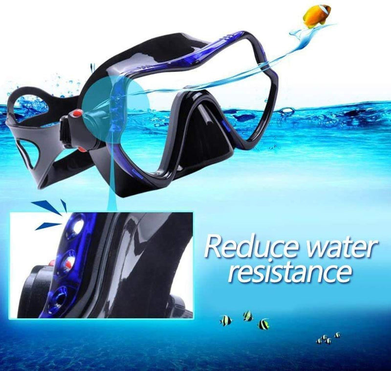 [Australia - AusPower] - EXP VISION Snorkel Diving Mask, Professional Snorkeling Mask Gear, Ultra Clear Lens with Wide View Tempered Glass Goggles,Anti Leakage Scuba Mask, Silicone Swimming Goggles Mask for Adults, 3 Color a-blue 