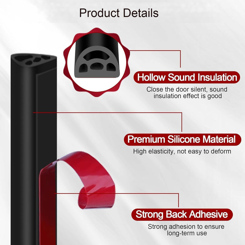[Australia - AusPower] - Farady Weather Stripping Door Seal Strip D-Shape Silicone Weatherstrip Self Adhesive Tape Multi Holes Soundproof Sealing Strip for Windows Door Frame Insulation 6 Meters/19.7Ft (Black) Black 