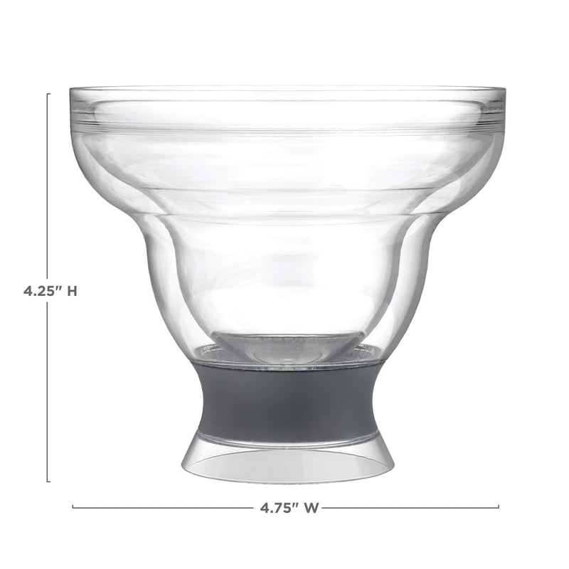 [Australia - AusPower] - Host Freeze Stemless Margarita Glass Insulated Gel Chiller, Plastic Double Wall Frozen Cocktail Cup, Set of 2 Cups, 12 oz, Grey Gray 