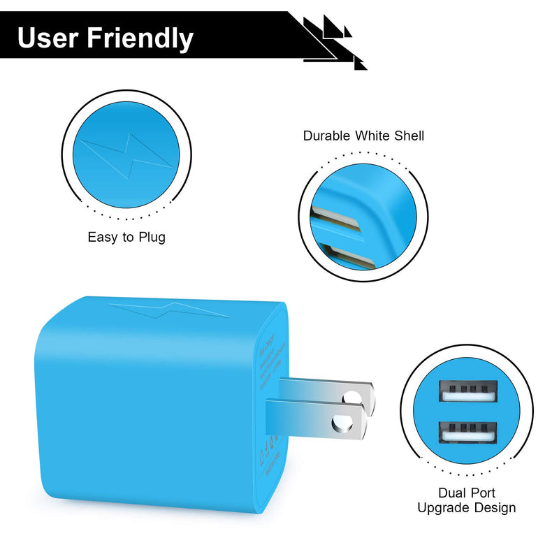 [Australia - AusPower] - Fast Charging Block, Charger Plug for iPhone, Cube Charger, NonoUV 5Pack 2.1A Dual Port USB Wall Adapter Power Bricks Box for iPhone 12 SE 11 Pro Max XR XS X 8 7 6 Plus, iPad, Samsung Galaxy S20 S10 