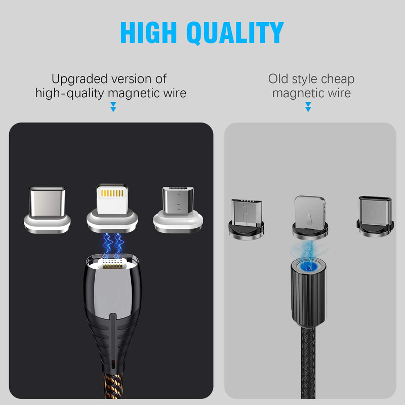 [Australia - AusPower] - Magnetic Charging Cable 2Pack 6ft Phone Charger Cord and 6ack Magnet Adapter for Android iPhone Ipad Mirco USB Type C Smartphone Cell Phone Charge 6 ft 6 adapter 