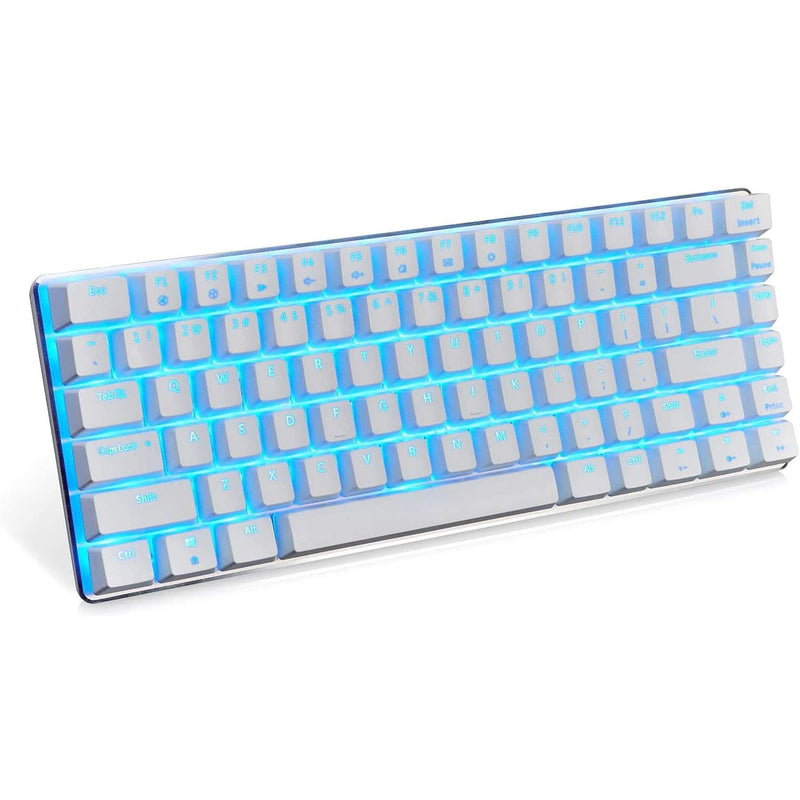 [Australia - AusPower] - LexonElec Wired Gaming Keyboard AK33 Blue LED Backlit 82 Keys USB Mechanical Pro Gamer Keypad for Office Typists Playing Games (Black Switch,White) White 