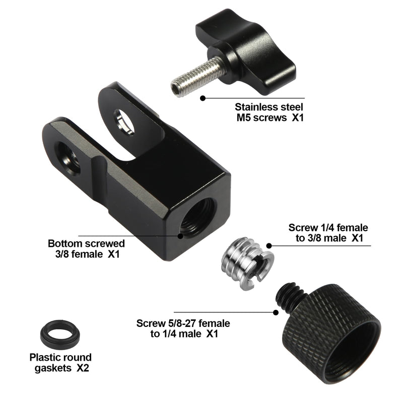 [Australia - AusPower] - Microphone Mount Adapter for Hyperx Quadcast with 3/8" or 1/4" Screw Adapter, Works with HyperX QuadCast Microphone Stand & Boom Arm Durable Replacement Accessory for Microphone (Black) 
