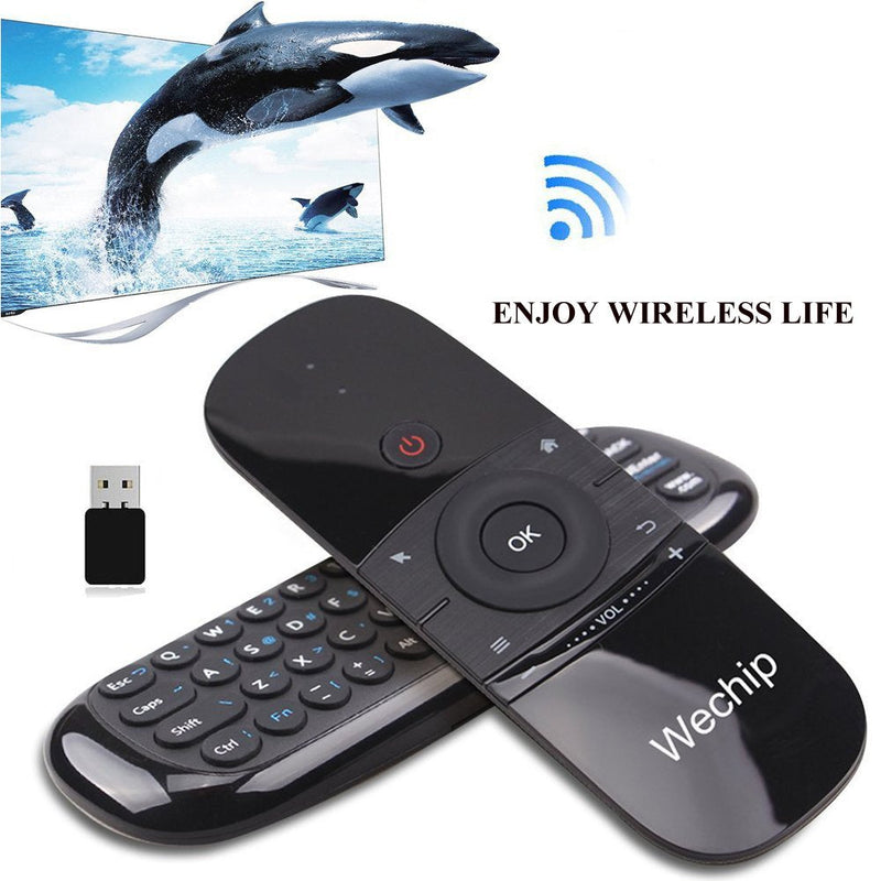 [Australia - AusPower] - WeChip W1 Remote 2.4G Wireless Keyboard Multifunctional Remote Control for Nvidia Shield/Android TV Box/PC/Projector/HTPC/All-in-one PC Black 