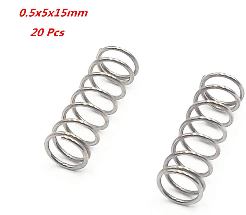 [Australia - AusPower] - XJS Stainless Steel Compression Springs Silver Tone 0.5x5x15mm 20 Pcs 