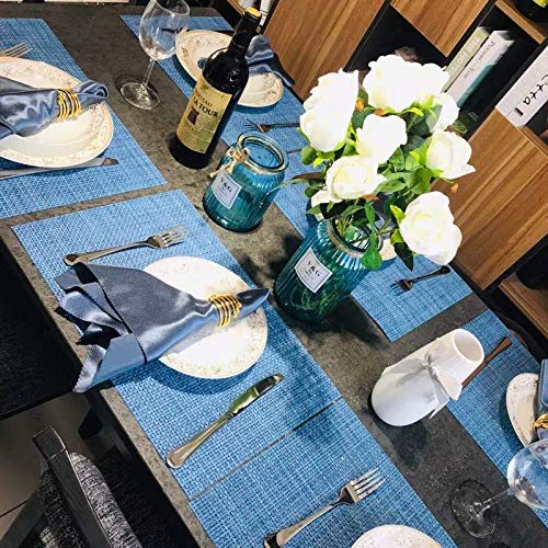 [Australia - AusPower] - Zupro Placemats Set of 4 for Kitchen Dining Table Washable Braided Table Mats Heat-Resistant Placemats Non-Slip Woven PVC Vinyl Place Mats for Everyday use or Holidays Dinner BBQs 18"x12" (Hemp Blue) 4pcs placemats A-a-hemp Blue-4pcs 