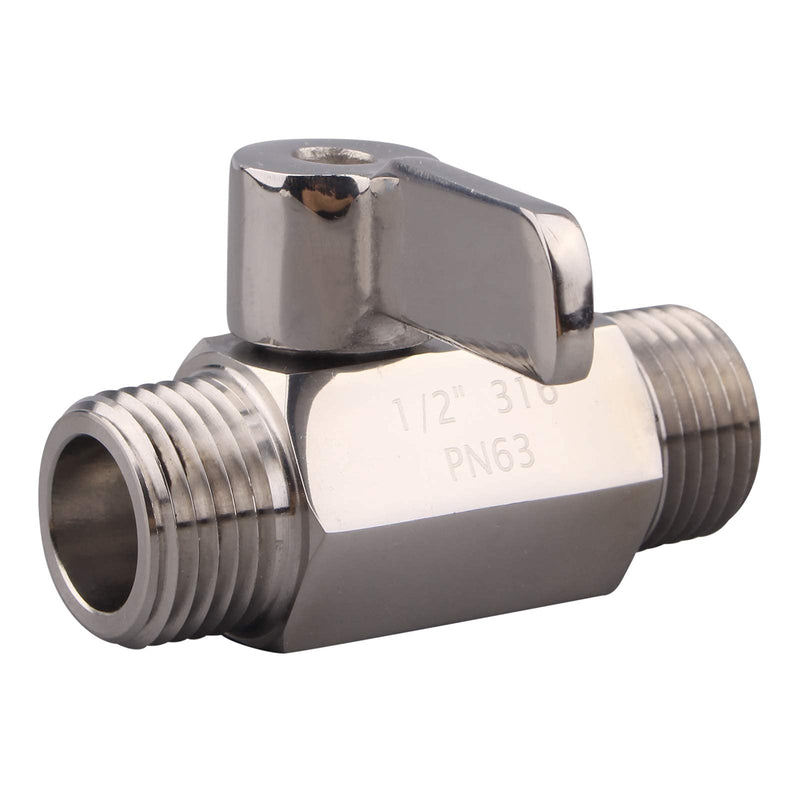 [Australia - AusPower] - DERNORD Stainless Ball Valve - 1/2 Inch NPT Thread Male Small Mini Ball Valve (1/2" Male&Male) 1/2" Male&Male 