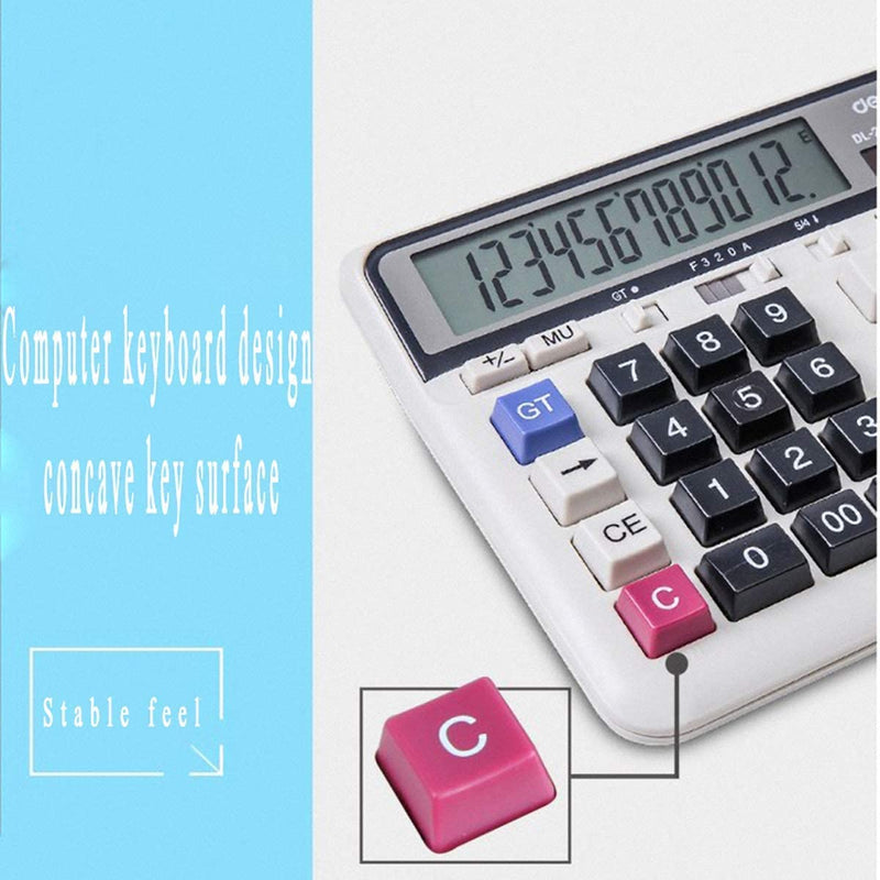 [Australia - AusPower] - DouMi Calculator Standard Function Scientific Electronics Desktop Financial Scientific Office Calculator, Big Button 12 Handheld for Daily and Basic Office (White) 