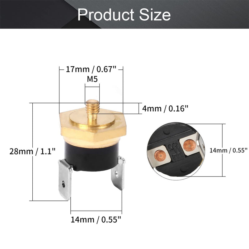 [Australia - AusPower] - Fielect KSD301 Thermostat Temperature Control Switch,Adjust Snap Disc Temperature Switch 135°C Copper M5 Normally Closed 1 Pcs 135C M5 