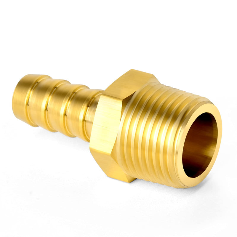[Australia - AusPower] - TAISHER 5 PCS Brass of Hose Barb Fittings 1/2"(12.7mm) Barb x 1/2" MNPT Pipe Adapter Air Hose Fitting with 5 PCS Hose Clamp 1/2" Barb x 1/2" MNPT 