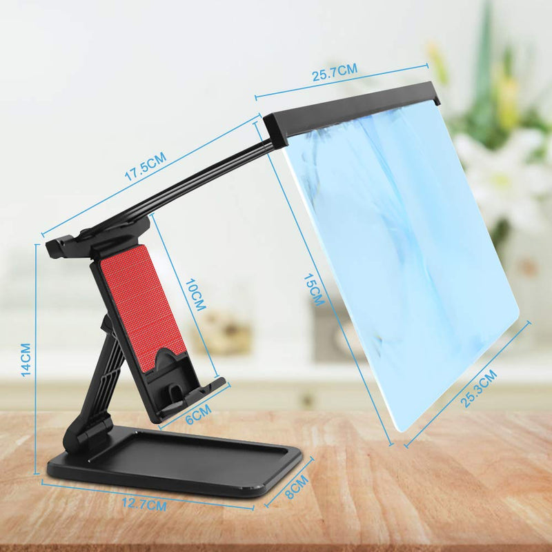 [Australia - AusPower] - Phone Screen Magnifier with Cell Phone Stand for Desk 12'' 3D HD Phone Screen Amplifier Projector Adjustable Desktop Phone Holder Stand Compatible with iPhone, Switch, iPad, Tablet, All Mobile Phones 