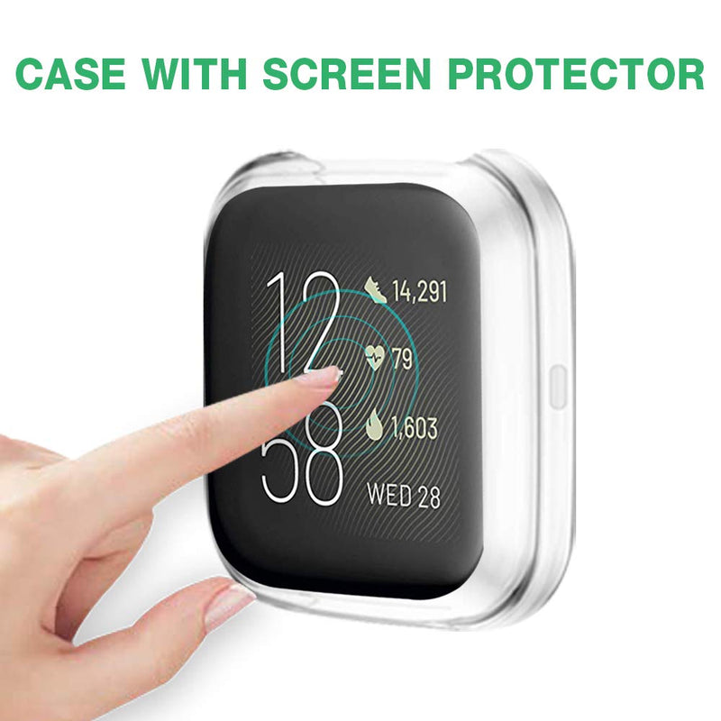 [Australia - AusPower] - LUCXXI Case Compatible with Fitbit Versa 2 Screen Protector, 2 Pack TPU Slim Soft Full Cover Case Bumper Frame Protective for Fitbit Versa 2 Smart Watch[Scratch-Proof] Clear+Clear 