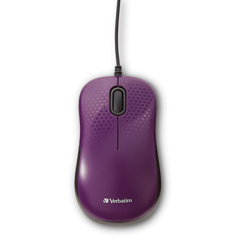 [Australia - AusPower] - Verbatim USB Silent Corded Optical Mouse - Computer Wired Noiseless and Silent Click Mouse for Mac and PC- Purple 