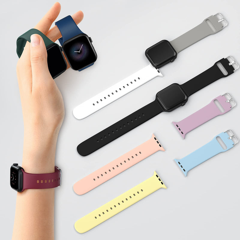 [Australia - AusPower] - Compatible with Apple Watch Band 45mm/41mm/44mm/40mm/42mm/38mm, ALTOUMAN Watch Bands Compatible for iWatch Series SE/7/6/5/4/3/2/1, Silicone Sport Strap Compatible with Apple Watch Bands for Women Men Black 38mm/40mm/41mm 