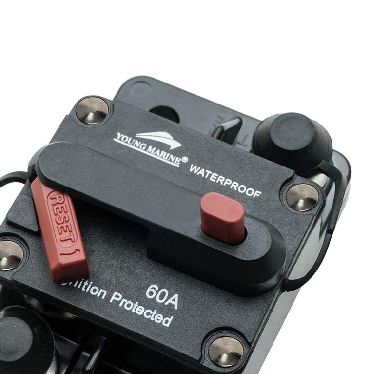 [Australia - AusPower] - YOUNG MARINE Circuit Breaker Trolling with Manual Reset,Water Proof,12V- 48V DC (Surface Mount-100A) 