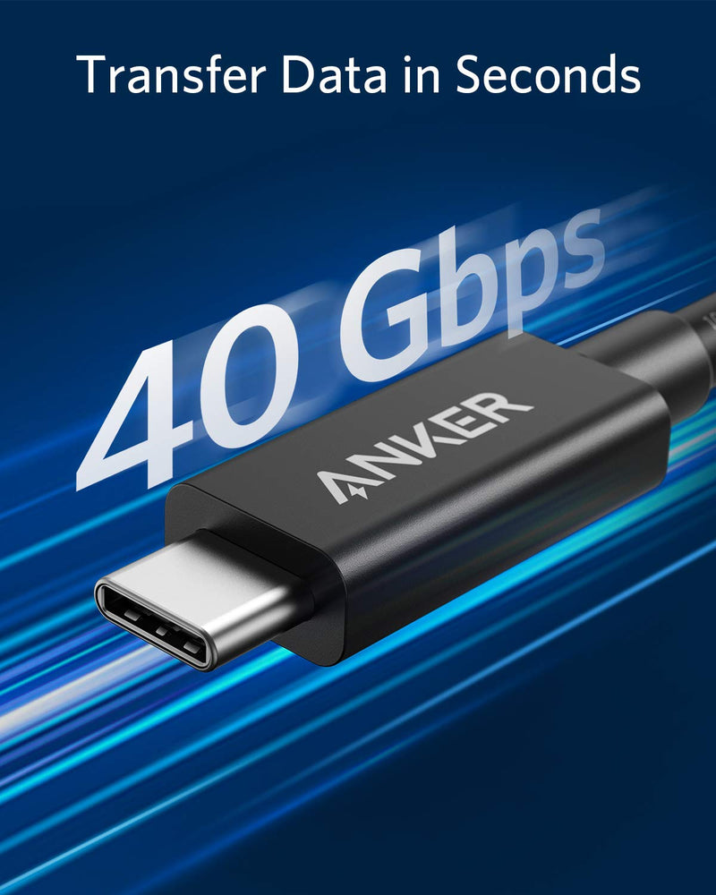 [Australia - AusPower] - [Intel Certified] Anker Thunderbolt 3.0 Cable 1.6 ft (USB-C to USB-C) Supports 100W Charging / 40Gbps Data Transfer (Compatible with USB 3.1 Gen 1 and 2), Perfect for Type-C Macbooks 1.6ft 