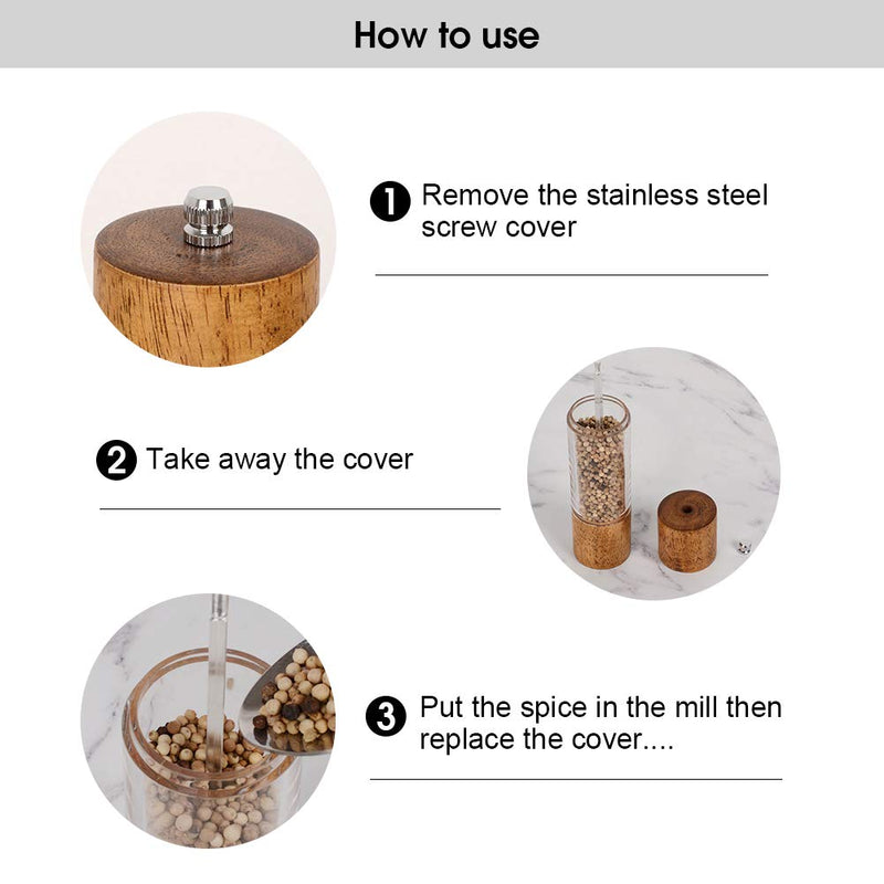 [Australia - AusPower] - XQXQ Premium Acrylic Salt and Pepper Grinder Set, Manual Salt and Pepper Mills- Wooden Shakers with Adjustable Ceramic Core-Salt Grinder and Pepper Mill -8 Inches-Pack of 2 8 inch 