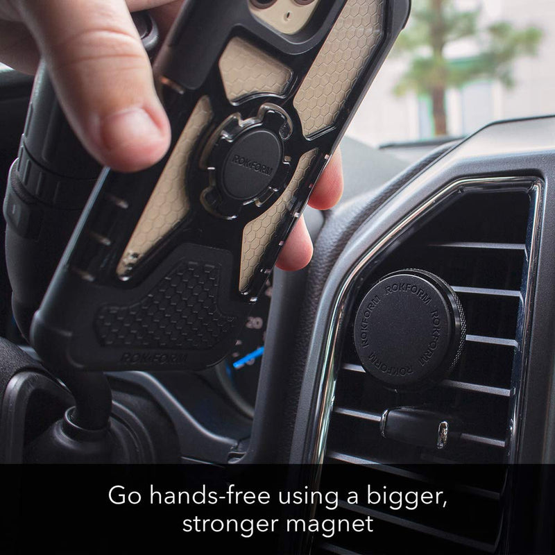 [Australia - AusPower] - Rokform - Magnetic Air Vent Mount, Super Grip Car Truck & Van Vent Clip, Aluminum Cell Phone Holder, Removable Vent Magnet Mount, Specially Designed for Rokform Cases (Black) Black One Size 