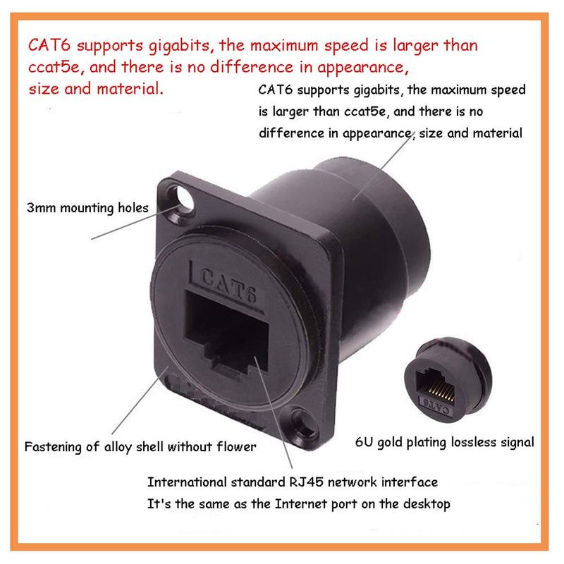 [Australia - AusPower] - Acxico 2Pcs D-type Module RJ45 Socket Cat6 Panel Mount Network Ethernet Expansion Interface Adapter Female Signal Connector 