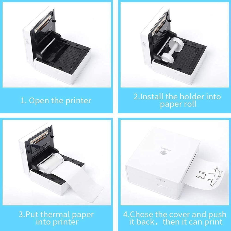 [Australia - AusPower] - Phomemo M02 Pocket Printer- Mini Bluetooth Thermal Printer with 3 Rolls White Sticker Paper, Compatible with iOS + Android for Learning Assistance, Study Notes, Journal, Fun, Work，White 