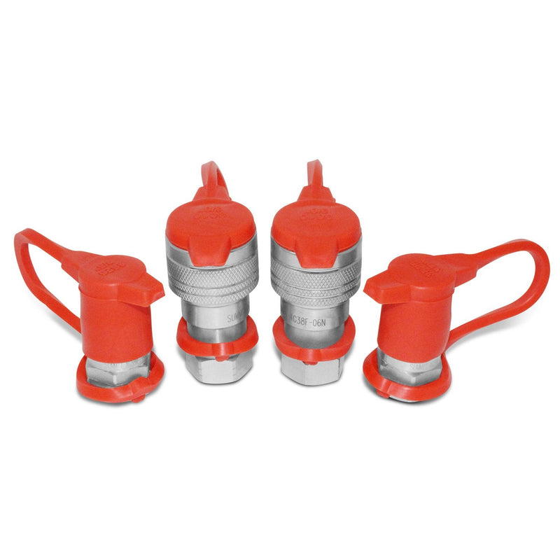 [Australia - AusPower] - 3/8” Ag ISO 5675 Hydraulic Quick Connect Pioneer Style Couplers, 3/8” NPT Thread, 2 Sets 