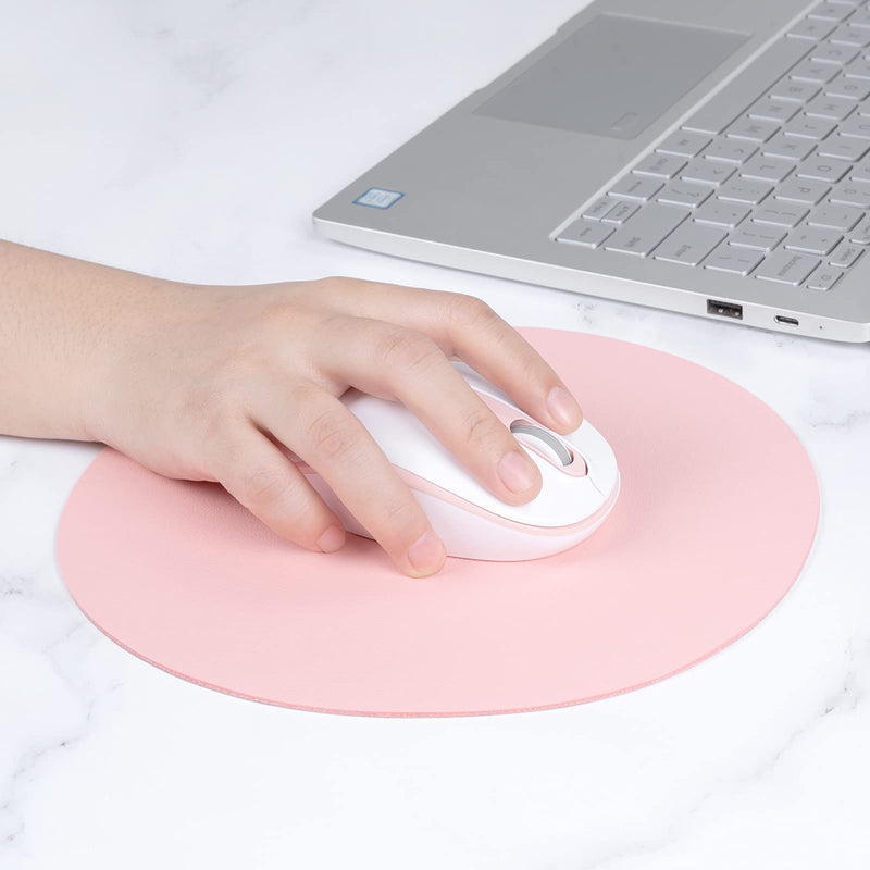 [Australia - AusPower] - Hsurbtra Mouse Pad, Double-Sided PU Leather Small Round Mousepad 8.7 x 8.7 Inch,Anti-Slip Waterproof Mouse Mat, Pretty Cute Mouse Pad for Office Home Gaming Laptop Men Women Kid,Pink & Blue Pink 