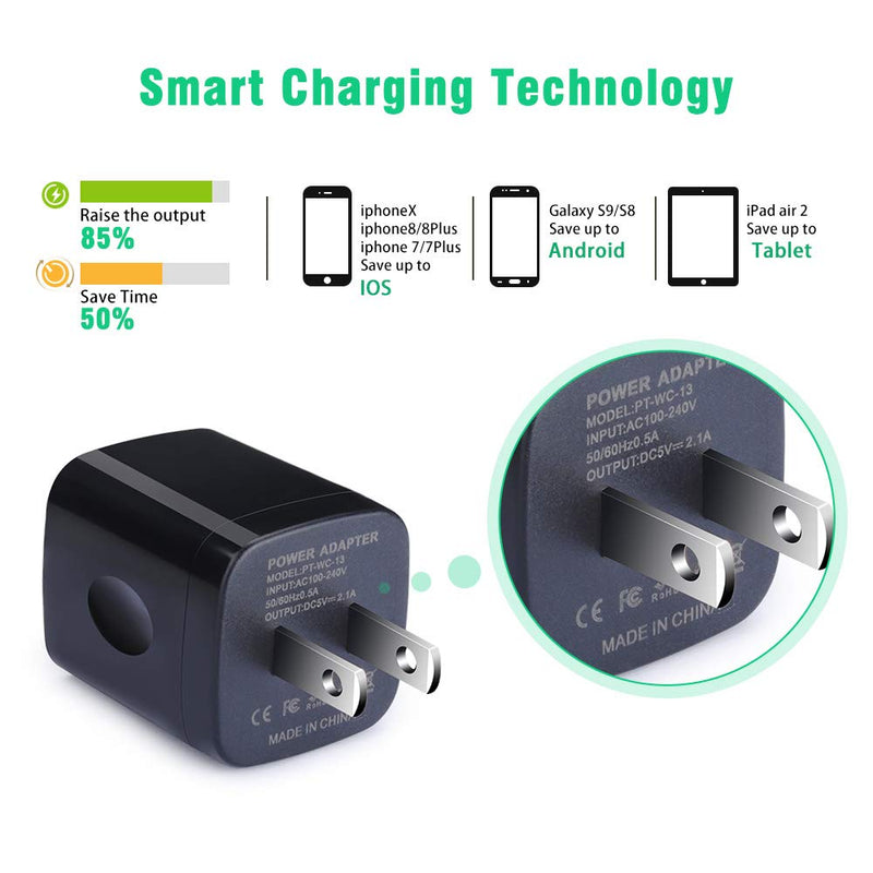[Australia - AusPower] - Charger Plug, 3 Pack Ehoho 2.1A Dual Port USB Wall Charger Power Adapter Charging Block Replacement for iPhone 13 12 11 XR/X/Xs, 8/7/6 Plus, Samsung Galaxy S21 S20 S10, LG,HTC, Moto, Android Phones 