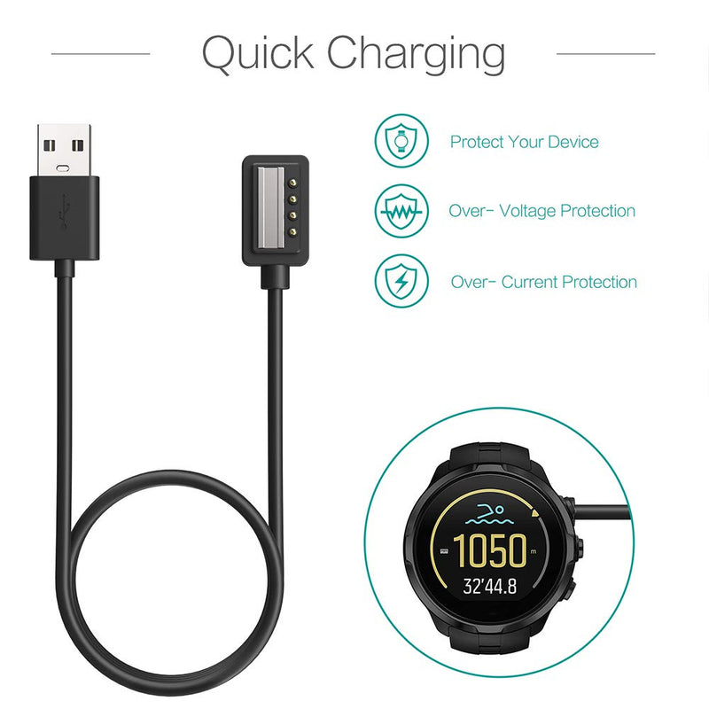 [Australia - AusPower] - TUSITA Charger Compatible with Suunto 9, D5, Spartan Ultra HR, Spartan Sport Wrist HR, EON Core - Magnetic USB Charging Cable 100cm - GPS Watch Accessories 