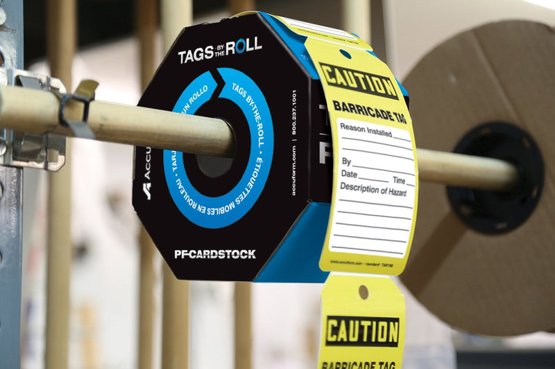 [Australia - AusPower] - Accuform 100 "Caution Barricade TAG" Tags by-The-Roll, US Made OSHA Compliant Tags, Tear & Water Resistant PF-Cardstock, 6.25" x 3" x 0.01", TAR136 100.0 