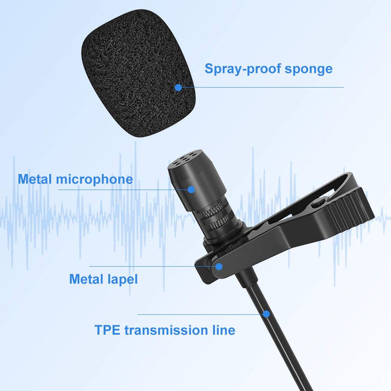 [Australia - AusPower] - Microphone Professional for iPhone Lavalier Lapel Omnidirectional Condenser Mic Phone Audio Video Recording Easy Clip-on Lavalier Mic for Facebook YouTube Interview Tiktok for iPhone/iPad/iPod(9.8ft) 
