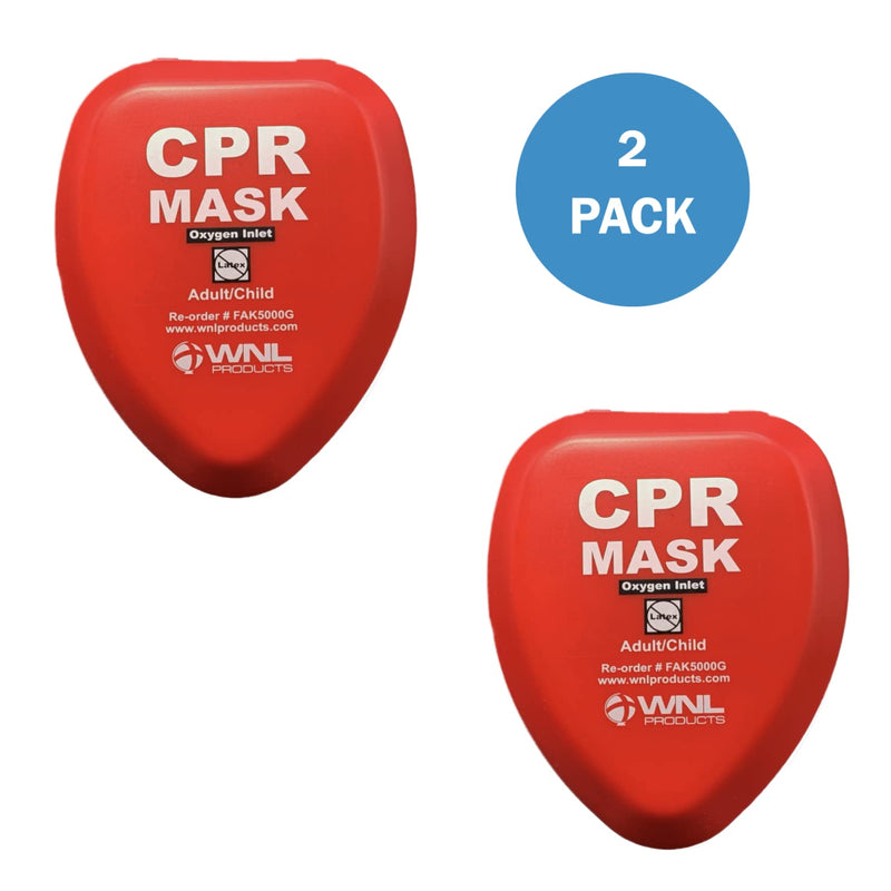 [Australia - AusPower] - WNL Products CPR Rescue Mask, Adult/Child Pocket Resuscitator, Hard Case Kit with Belt Clip 2-Pack 