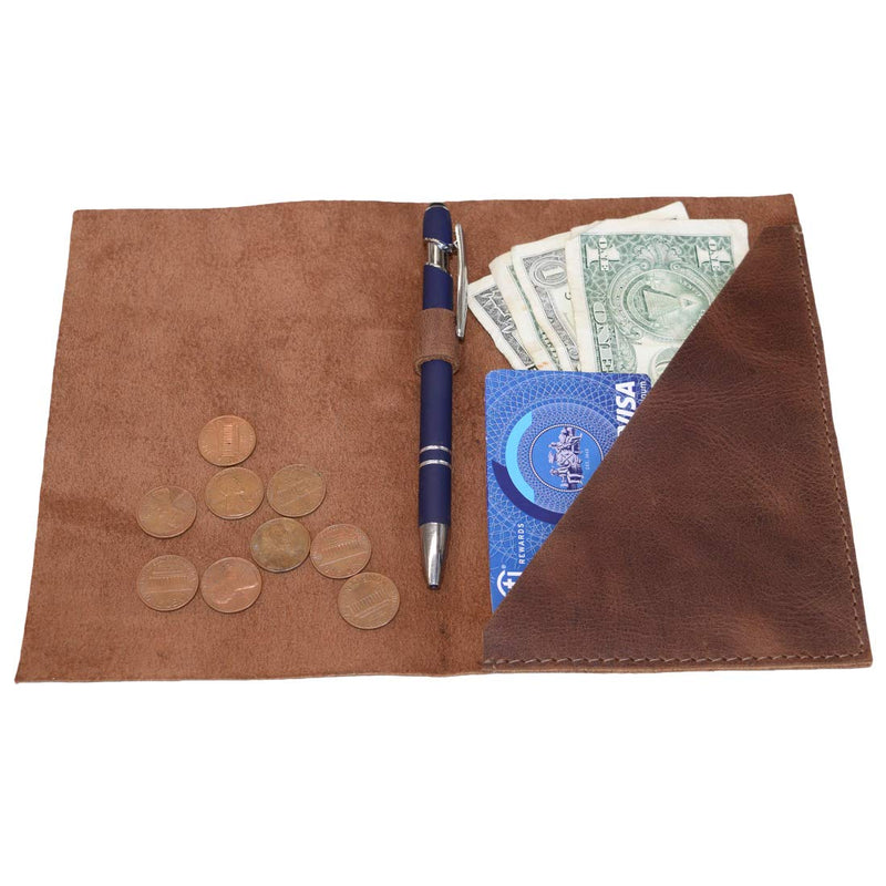 [Australia - AusPower] - Hide & Drink, Leather Bifold Check Presenter With Pen Slot / Restaurant & Cafe Accessories / Bill Holder / Waiter / Waitress, Handmade :: Bourbon Brown 
