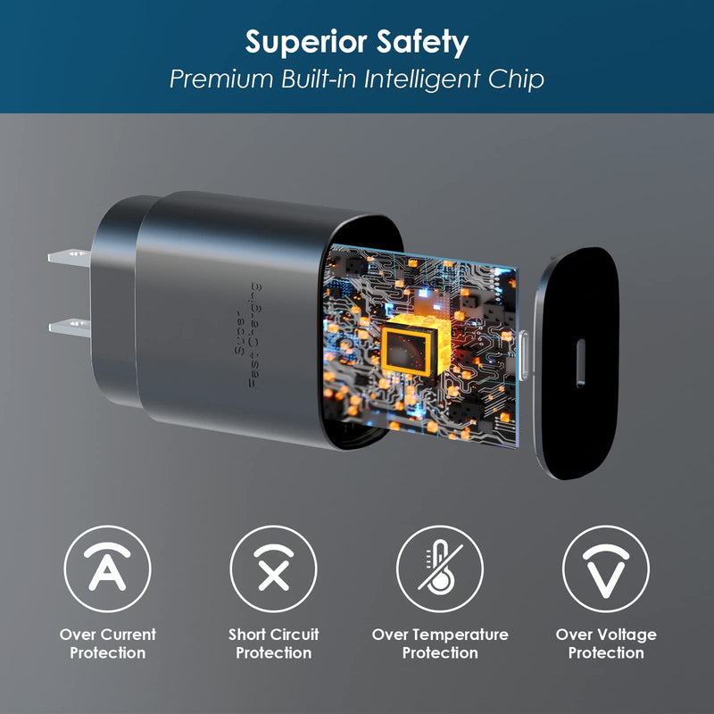 [Australia - AusPower] - 25W USB C Super Fast Charger,2 Packs Type C Charger with 10ft Long Cable,Compatible with Samsung Galaxy S23 Ultra/S23/S23+/S22/S22 Ultra/S22+, S21 Ultra, S20 Ultra/Note 20 