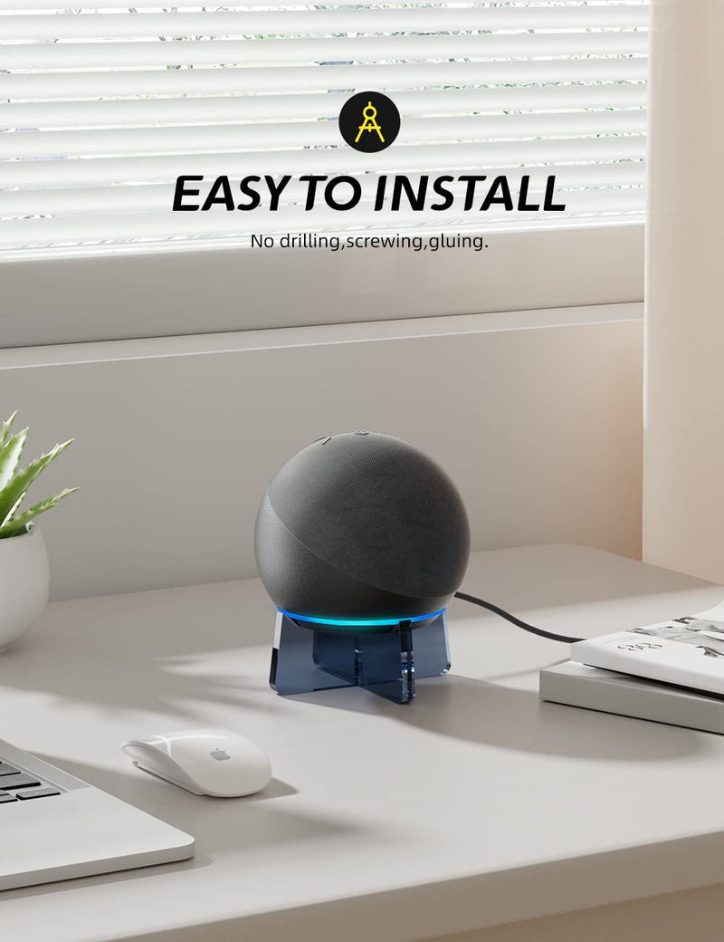 [Australia - AusPower] - AFOOYO Acrylic Table Holder for Echo Dot 5th/4th Generation,Desktop Stand Mount Echo Dot Accessories,Safe Stable Mount Protects Echo Dot Speaker（Transparent Blue） Transparent Black 