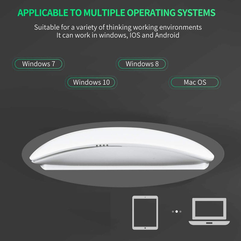 [Australia - AusPower] - ACZH Touch Magic Wireless Mouse Travel Ultra-Thin Portable Mini Mice Compatible with PC,MAC,Laptops (White) 