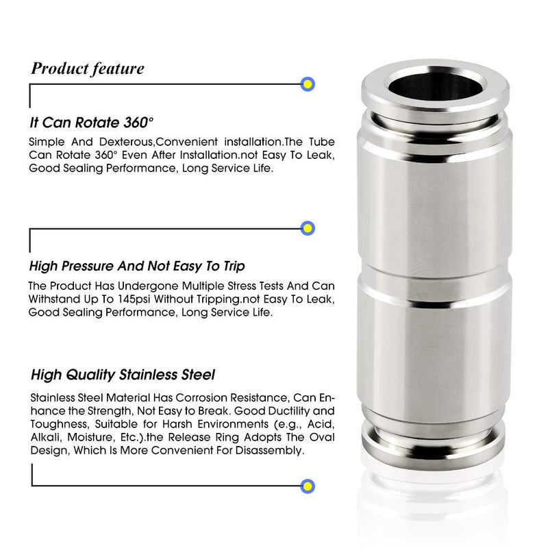 [Australia - AusPower] - TAILONZ PNEUMATIC 304 Stainless Steel Straight - 6mm Tube OD Push to Connect Tube Fittings Push Lock PU-6 (Pack of 1) 6mm OD 