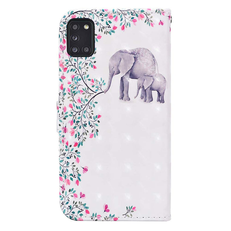 [Australia - AusPower] - QIVSTAR Case Compatible for Samsung Galaxy A31 3D Design Soft PU Leather case Magnetic Wallet Full Body Protective Case with Stand Flip Folio Case for Samsung Galaxy A31 Flower Elephant CY2 CY2-1: Flower Elephant 