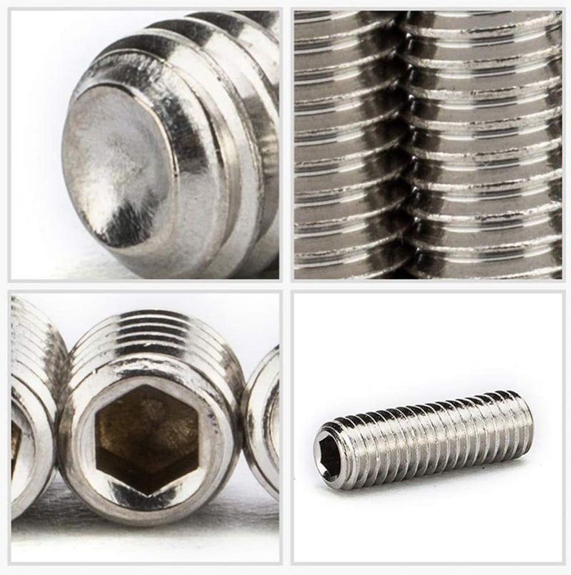[Australia - AusPower] - Guard4U 480Pcs #2-56 to 3/8-16 SAE Internal Hex Drive Cup-Point Screws Assortment Kit, 24 Kinds 304-Stainless Steel Hex Allen Head Socket Set Grub Screw Bolts 