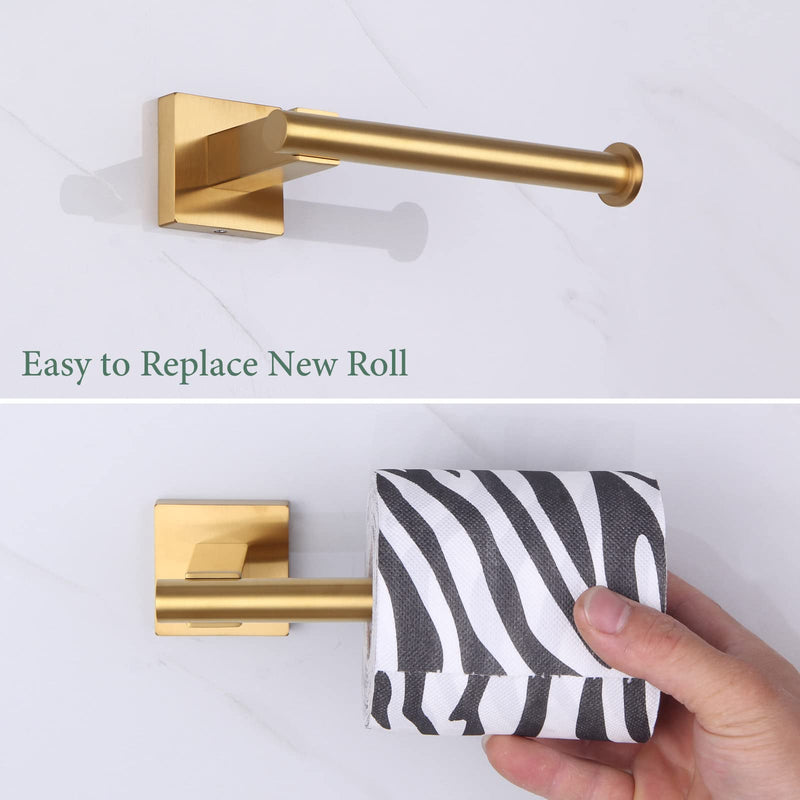 [Australia - AusPower] - Suyar Double Towel Hook Bundle with Toilet Paper Holder (Brushed Gold) 
