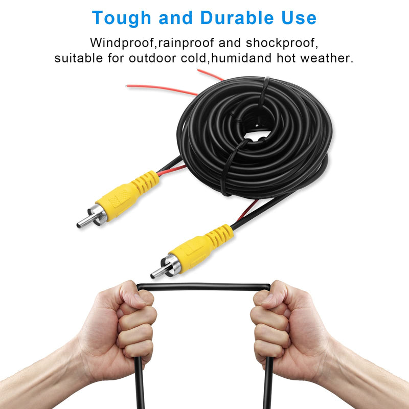 [Australia - AusPower] - Weuaste Professional Upgraded Double-Shielded RCA Video Cable for Monitor and Backup Rear View Camera Connection (20FT / 6M), AV Extension Cable with RCA Video Female to Female Coupler and Power Cable 