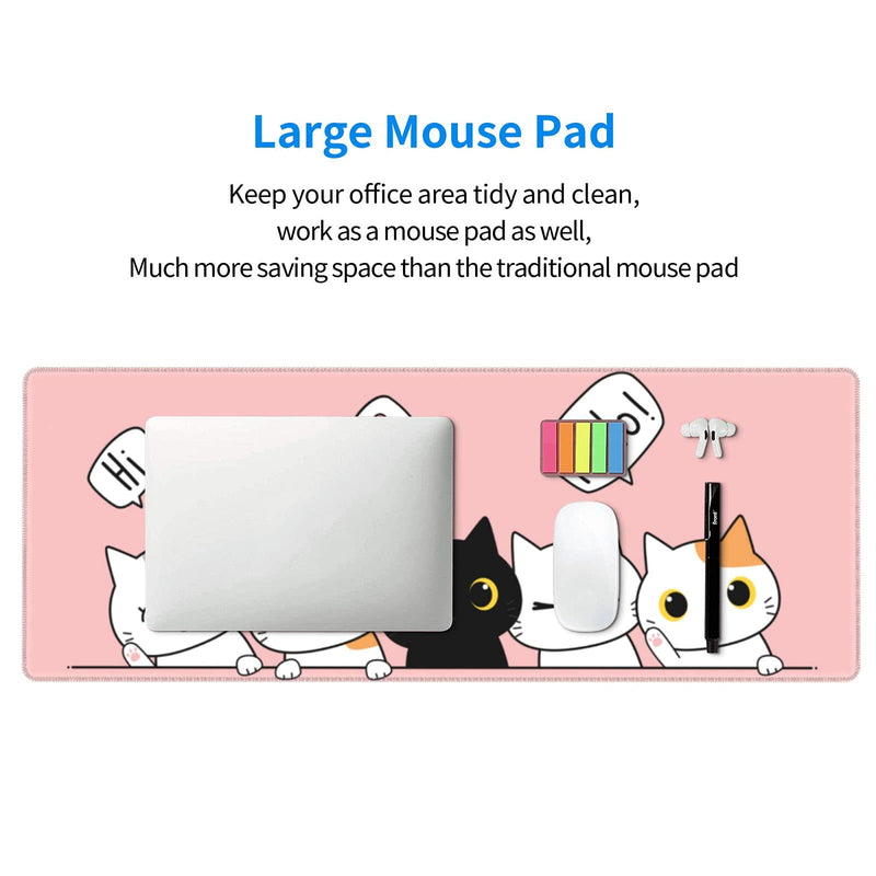 [Australia - AusPower] - Pink Cute Kittens Cat Gaming Mouse Pad Large XL Girls Kawaii Desk Mat Long Extended Pads Big Mousepad for Home Office Decor Accessories 1 