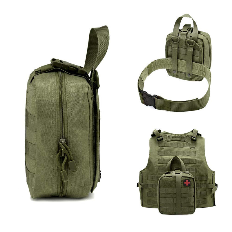 [Australia - AusPower] - LIVANS Tactical First Aid Pouch, Molle EMT Pouches Rip-Away Military IFAK Medical Bag Outdoor Emergency Survival Kit Quick Release Design Include Red Cross Patch Army Green 