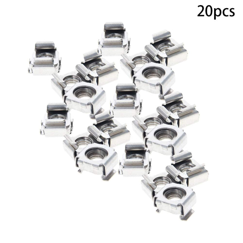[Australia - AusPower] - MroMax M8 Cage Nuts for Server Rack Cabinet, 304 Stainless Steel Silver Tone 20Pcs 