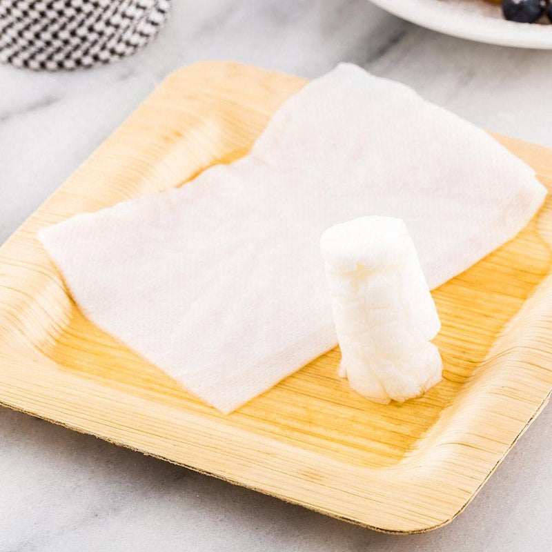 [Australia - AusPower] - Luxenap Disposable Wet Napkins, Compressed Towel Tablets - Just Add Water, Eco-Friendly Cotton Fiber Towel - 8.7" x 9.4" - Disposable - 100ct Box - Restaurantware 